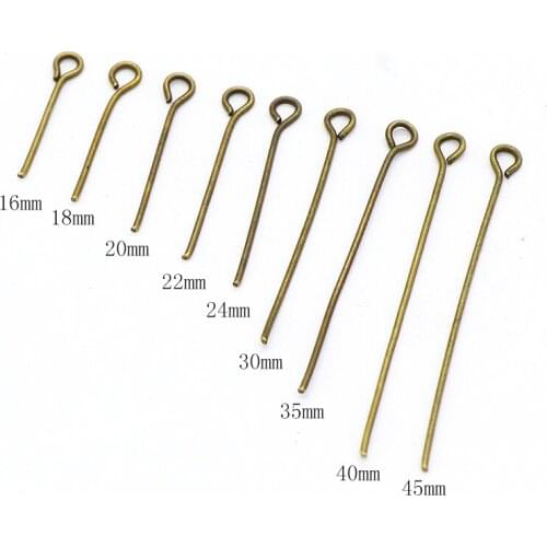 New Fashion Cheap 16mm~45mm Eye Head Pin Antique Bronze Color Eye Head Pins Findings DIY Jewelry Making Jewelry Accessories