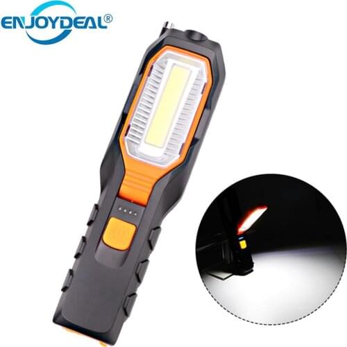 COB LED Flashlight USB Rechargeable Lamp Flexible Magnetic Flashlight Worklight Inspection Lamp Emergency Light 4 modes