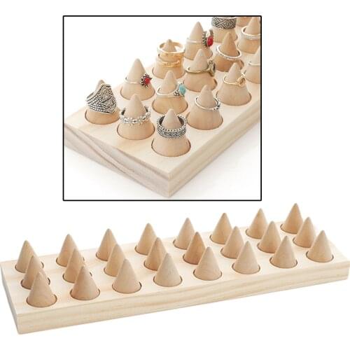 24 Fingers Wooden Rings Display Stands Showcase Jewelry for Shows Decorative