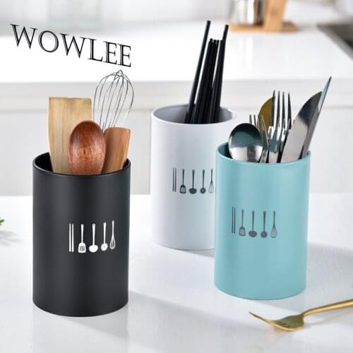 304 Stainless Steel Cutlery Holder Drainer Rack Home Kitchen Round Chopsticks Storage Tube Spoon Fork Organizer Shelf WY527