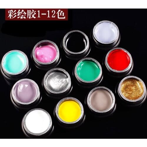 Nail Art Paint Glue Draw Line Glue Outline Pattern Nail Polish Phototherapy Painting Flower Glue 12 Colors