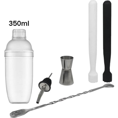 Dropshipping Stainless Steel+Plastic 6Pcs 350ml Bar Boston Cocktail Shaker Bar Set Wine Drink Mixer Bar Party