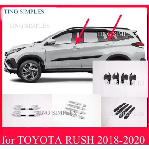 Glossy accessories ABS chrome /Carbon fiber silver car side door handle cover trim for TOYOTA RUSH 2018-2020