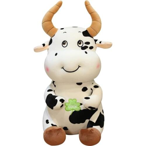 Hot New Cute Animal Cartoon Cows Stuffed Plush Toy Kawaii Cattle Comfortable Soft Toy Children Four leaf Present Christmas Gift