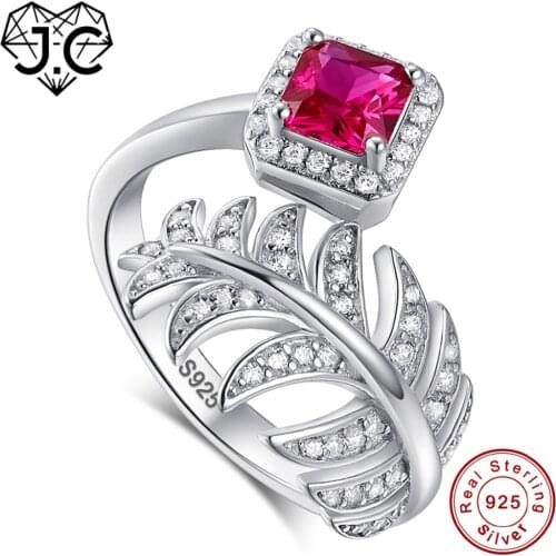 J.C Fine Jewelry 0.7ct Charm Ruby & Sapphire & White Topaz Solid 925 Sterling Silver Ring Size 6 7 8 9 For Women Men Best Gift
