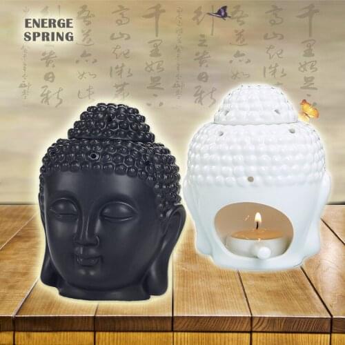 Ceramic Aroma Burner Thai Buddha Head Candle Aromatherapy Furnace Essential Oil Candle Aroma Diffuser For Home Decor