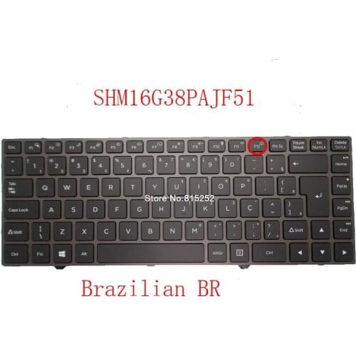 Laptop Keyboard For Shuttle SHM16G38PAJF51 82R-14D260-4217 16G3JF510PAL-D Brazilian BR New with Gray Frame Black With Backlight