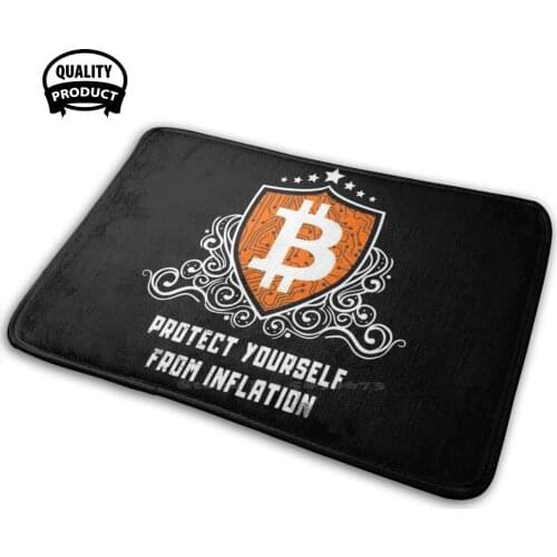 Bitcoin Shield Against Inflation Comfortable Door Mat Rug Carpet Cushion Bitcoin Bitcoin Shield Blockchain Crypto