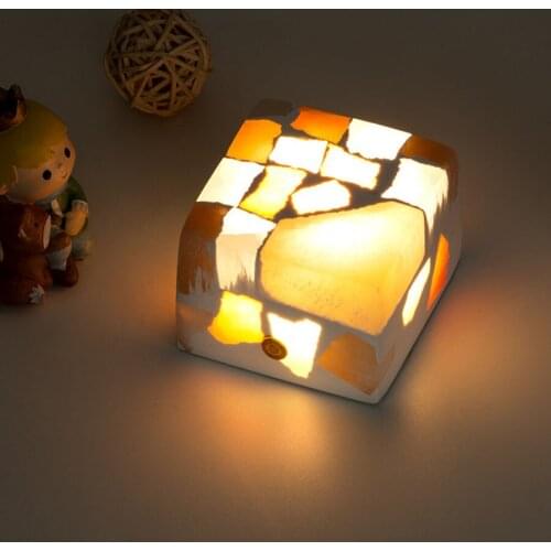 Creative Rock Stone Lamp Modern Square Gypsum Night Light Adjustable Dimming Crystal Fairy Light For Girl Gift Home Decoration