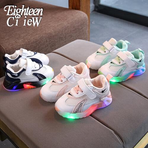 Size 21-30 Glowing Sneakers Meteor Star Shoes Kids Led Shoes for Girls Sneakers for Toodlers Girls Mesh Breathable Sneakers