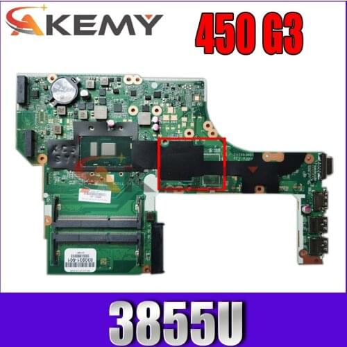 AKemy Laptop motherboard For HP Probook 450 G3 470 G3 Core 3855U Mainboard DA0X63MB6H1 SR2EV