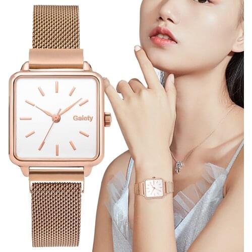 Minimalist Square Women Quartz Watches Qualities Ladies Stainless steel magnet Wristwatches Luxury Fashion Female Watch Gifts
