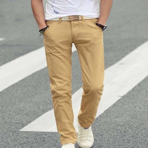 2018 Men Summer Pants Full Straight Trousers Design High Quality Mid Waist Long Pants Mens Casual Trousers