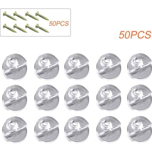 50pcs Hardware Plastic Mirrors Holder With Screws Windows Home Clear Fixed Glass Retainer Clips Kit Cabinet Door Accessories