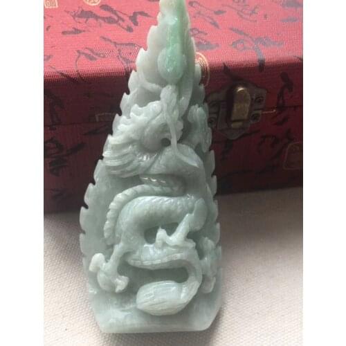 Natural 7A Myanmar jade crafts Handcarved dragon green jade pendant jade necklace pendants jewelry jadeite jade necklaces