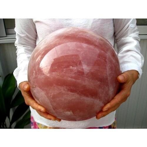 HUGE NATURAL ROSE quartz crystal sphere ball healing