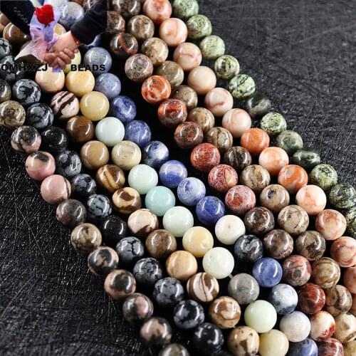 OMH Z34 4/6/8/10/12mm Natural Mixed Stone Red Stone Beaded Handmade Diy Accessories Semi-finished Buttons Round Loose Beads