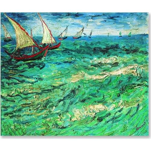Canvas Printing Seascape At Saintes-Maries Landscape Drawing Acrylic Paint HandPainted Home Decor Art Wall Decoration