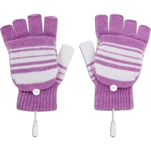 Laptop Women Men Usb Heated Mitten Full&Half Finger Winter Warm Knit Hand Gloves Male And Female Fever Usb Gloves Z0331