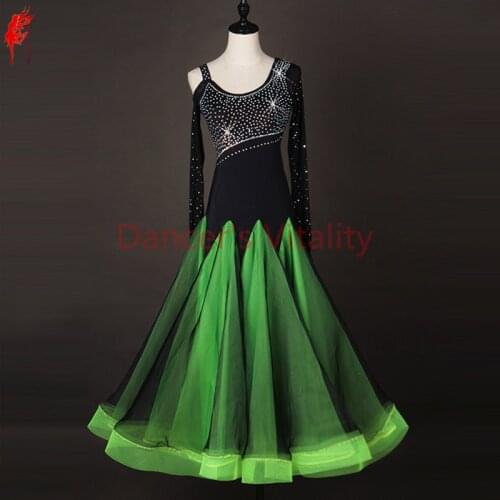 Ballroom dance dress girls latin long sleeves clothing Salsa Rumba Samba Cha Vestido belly dance Diamonds Print skirt Costume