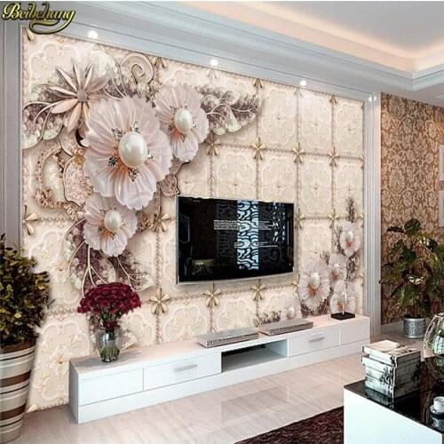 Beibehang Custom Luxury jewelry flower wallpaper for bedroom walls 3d flooring photo mural wall paper living room TV background