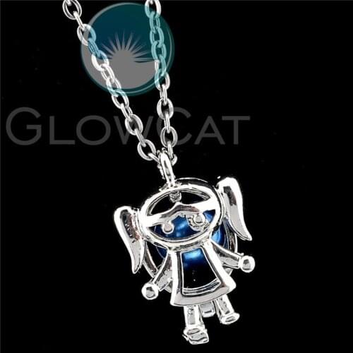 R-K1141 Copper Cute Girl Kids Beads Cage Pendant Perfume Diffuser Aroma Pearl Cage Locket Necklace