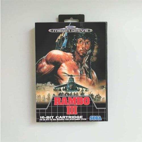 Ramboed III - EUR Cover With Retail Box 16 Bit MD Game Card for Megadrive Genesis Video Game Console