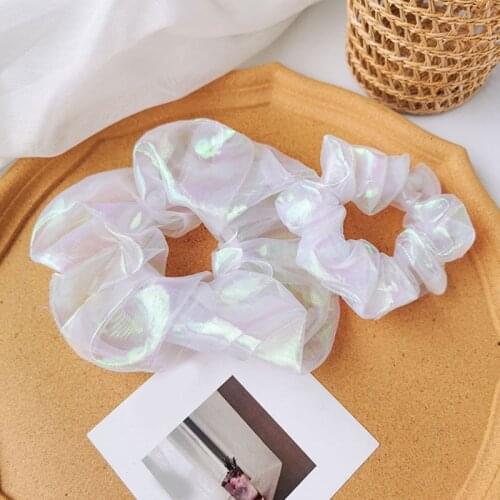New Big Small White Organza Hair Rope Shining Hair Scrunchies Hair Ring Ties Rubber band Rubber Band Ponytail Hair Accessories