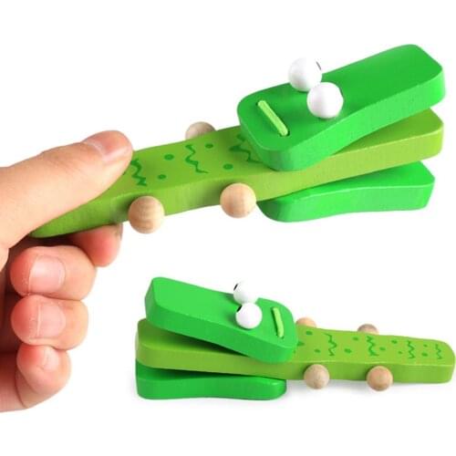 Cartoon Crocodile Wooden Castanet Clapper Musical Instrument Child Preschool Toy