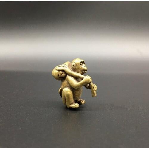 Collectable Chinese Brass Carved Animal Zodiac Blessing Monkey Exquisite Small Statues