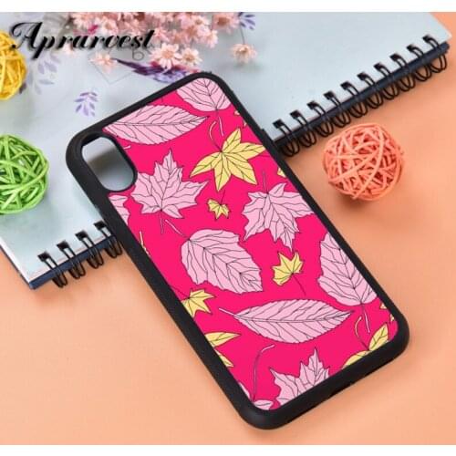 Aprarvest Red Leaf Pattern Silicone Rubber Phone Case Cover For iPhone 6 6S 7 8 PLUS X XS XR 11 12 MINI PRO MAX