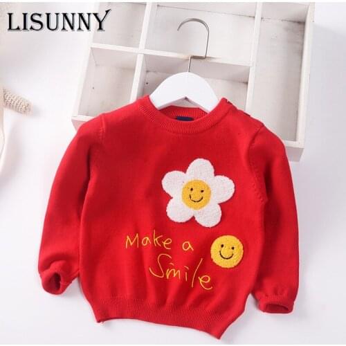 Girls Sweater 2021 New Autumn Winter Embroidery Floral Baby Sweaters Children Jumper Toddler Pullover Kids Knitted Clothes 0-5y