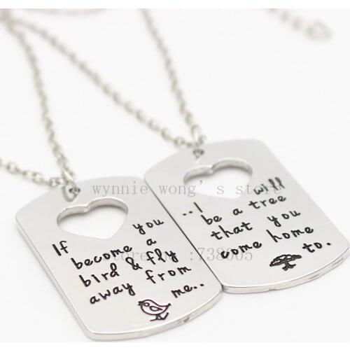 Mother Child Keychain&necklace Hand Stamped Quote Mother Son Daughter Set Bird Tree Graduation Gift Mother Son Jewelry