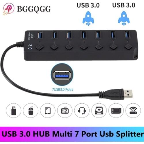 USB 3.0 HUB Multi 7 Port Usb Splitter With Power Adapter For Macbook Air Pro Xiaomi Pc Computer Laptop Accessories USB 3 Hab