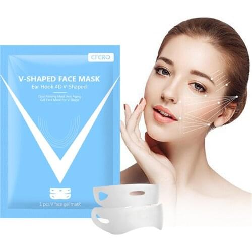 4D Face Lift Up Ear Hook V-Shaped Face Mask Chin Firming Slimming Gel Face Masks Lifting Bandage Double Chin V Shape Facial Mask
