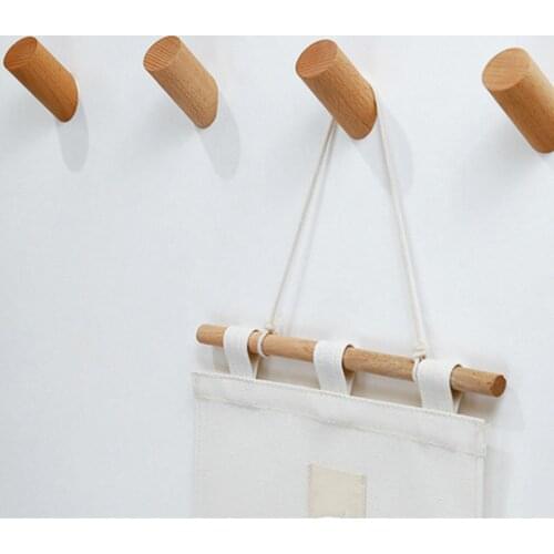 Natural Wood Clothes Hanger Wall Mounted Coat Hook Decorative Key Holder Hat Scarf Handbag Storage Hanger Bathroom Rack Hooks