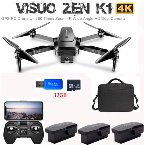 Visuo ZEN K1 GPS RC Drone with 4K HD Dual Camera Gesture Control 5G Wifi FPV Brushless Motor Flight 28mins Dron with 32GB card