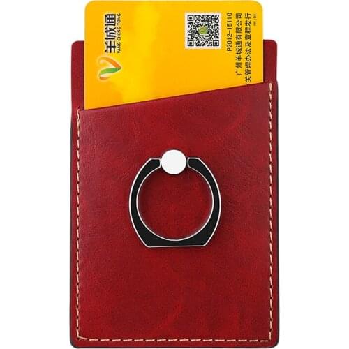 100PCS 2 in 1 Mobile Phone Finger Ring Stand Leather Back Card Pocket Mobile Phone Holder with Card Pocket Adhesive Sticker