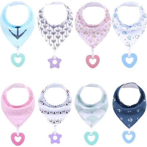 2Pcs/ Lot Baby Bandana Drool Bibs and Teething Toys Made with 100% Organic Cotton, Super Absorbent and Soft Unisex Newborn Bibs