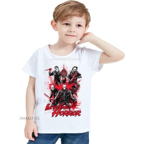2018 Summer Girls & Boys Short Sleeve T shirt Legends Of Horror Cool Print Children T-shirt Kids Casual Funny Clothes,HKP5715