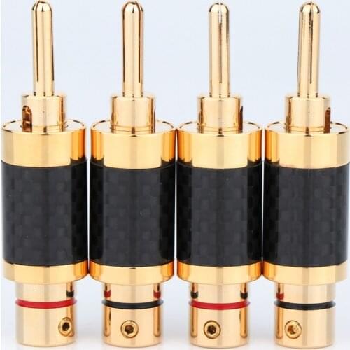 Preffair BA1440G 4PCS Carbon fiber Gold plated Banana Speaker cable Plug Connector DIY Speaker Cable HI-END