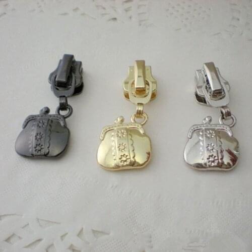 5pcs 5#Handbag cartoon metal zipper pull hardware clothing accessories metal cartoon zipper bag zipper DIY hardware accessories