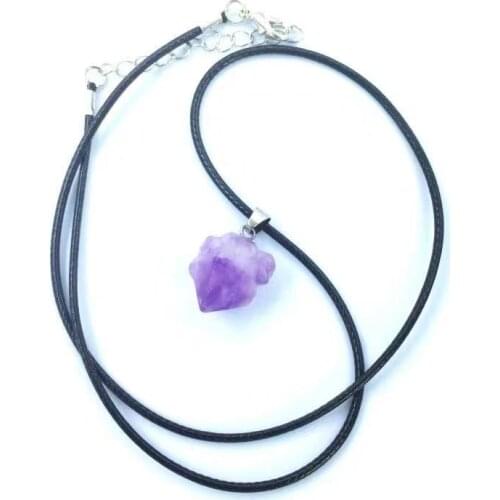 50pcs Natural Stone Purple Pendant Necklace Amethysts Crystal Brazil Druzy Irregular Shape Lavender Chakra Jewelry Necklace