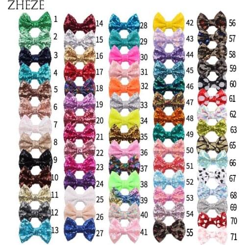 500pcs/lot New 4'' Cute Sequin Hair Bow for Hair Clip Girls DIY Hair Accessories Glitter Bow for Children Accessories NO Clips