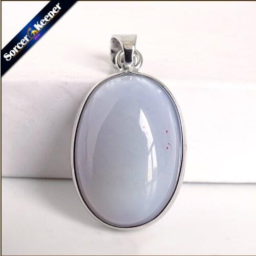 A+ Real Natural Gem Stone Blue Chalcedony Agates Cabochon Beads Crystal Necklace & Pendant Women Accessories bijou Jewelry PS580