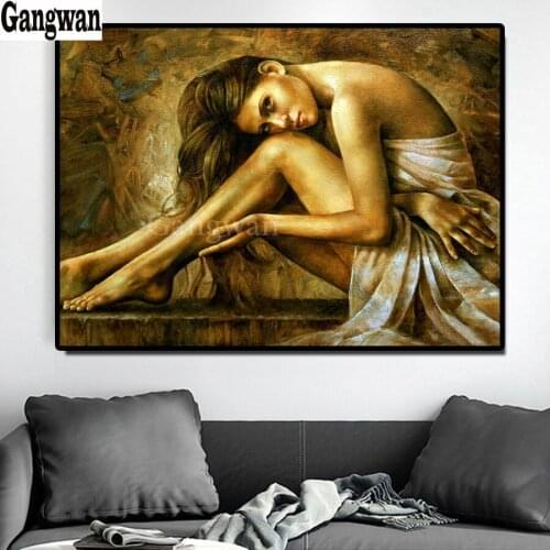 5d Diamond Painting Full Square/Round gold beauty Girl 5D DIY Diamond Embroidery sexy woman bedroom Decorations Home mosaic sale