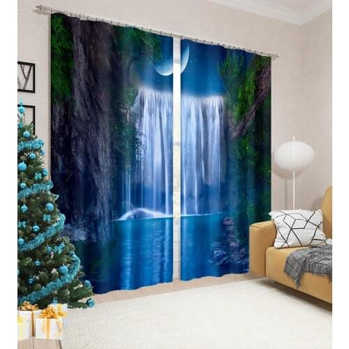 Sky Sea Scenery 3D Printing Curtain Adult Bedroom Living Room Curtain Sunshade Fabric Customized with Hook Decorative Curtain