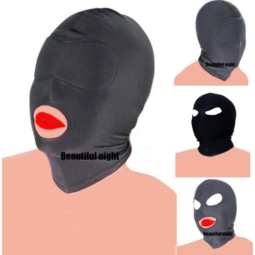SM Sex Game,Stretchable BDSM Mask Toys,All Colsed Head Harness Hood With Padded Blindfold,Role Play Cosplay Accessories