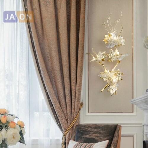 G4 led American Postmodern Copper Glass Maple Leaves LED Lamp LED Light Wall lamp Wall Light Wall Sconce For Foyer Bedroom