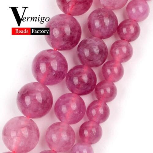 Wholesale Natural Stone Beads 6 8 10mm Strawberry Quartz Crystal Round Loose Beads for Needlework Diy Jewelry Making Bracelets